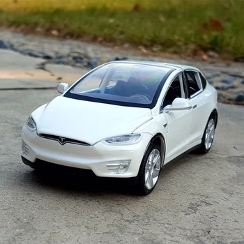 1:32 Tesla Model X Aliaj Masina de turnat sub presiune Sunet Și Lumină Trage Înapoi Model de Jucărie Vehicule de Metal de Simulare Auto de Colectare de Jucării pentru băieți