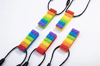 1 BUC Rainbow Caramida Mesteca Colier Copilul Silicon Teether Autism Senzoriale de Mestecat Jucării