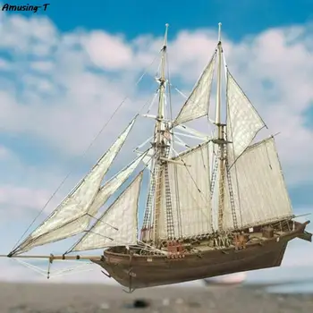 1 Set 1:100 Halcon de Lemn Barca de Navigatie Model DIY Kit de Asamblare a navelor de Decorare Cadou