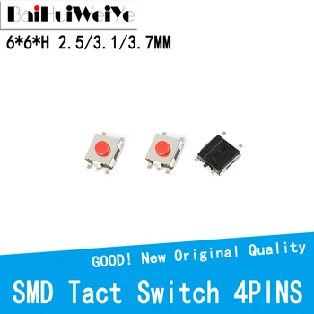100BUC/LOT 6*6*2.5 / 3.1 / 3.7 mm SMD Comutator cu 5 Pini Picioare Ating Micro Comutator Buton de Switch-uri Roșii 6X6 Tact Switch