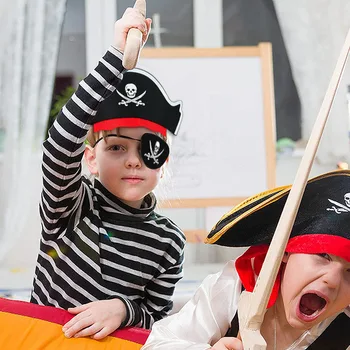 12Pcs Căpitan Pirat Pălărie Craniu de Imprimare Ochi Patch-uri pentru Copii pentru Adulti Petrecere de Halloween Cosplay Costum Capac Decor elemente de Recuzită de Aniversare pentru Copii