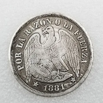 1881 Mexican din argint placat cu alamă monedă#95