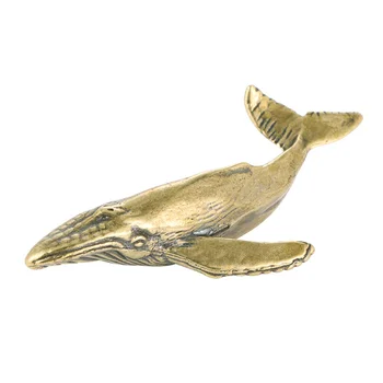 1x Antic Balena Ornament Sculptura Cupru Miniaturi, Figurine Decor Birou Balena Ornament de Cupru Pur, Accesorii lucrate Manual