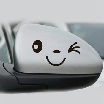 2 buc Reflectorizante Zâmbet Drăguț autocolante Auto Oglinda Retrovizoare Autocolant Auto Stil de desen Animat Zâmbind Ochi Fata Autocolant Decal Pentru Toate Masinile