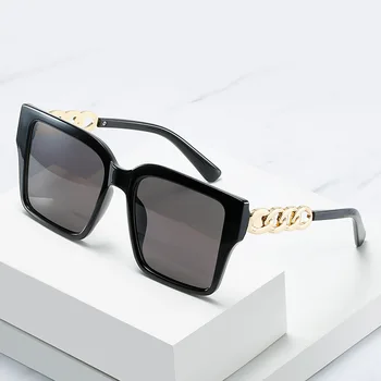 2021 nouă cutie ochelari de soare moda personalitate mare lanț de ochelari pătrat mare cadru ochelari de soare femei casual street ochelarii de condus