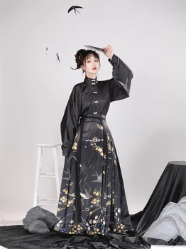 2022 chineză tradițională hanfu dinastiei ming guler stand de guler pipa maneca de zi cu zi de aur ștampilarea fusta de zi cu zi casual rochie hanfu