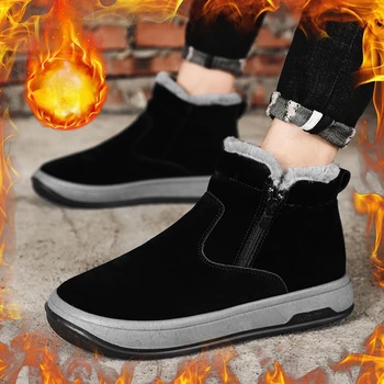 2022 Iarna Bărbaților Mare Sus Cizme de Zapada de Vaca piele de Căprioară Nou Tip de Pluș Cald Cizme Barbati Moda Bumbac Îngroșat Bumbac Pantofi pentru Bărbați Pantofi