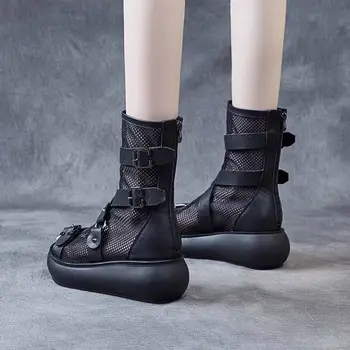 2022 Primăvara și Vara Noi de Femei din coreea de Pantofi cu talpi Groase Sandale Cizme Înalte Tul Sandale Britanic