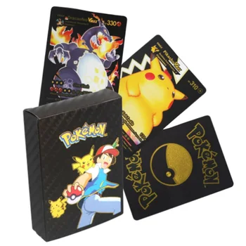 27/55pcs Carduri Pokemon Gold Metal Vmax GX Carduri de Energie Charizard Pikachu Colecție Rară de Luptă Antrenor Carduri de Cadouri pentru Copii