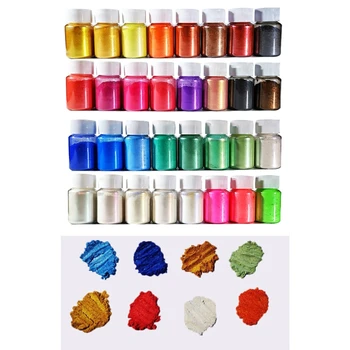 32 Culori Cosmetice Clasa Perlate Mica Naturală Minerală Pulbere de Rășini Epoxidice, Vopsea Perla Pigment Bijuterii DIY Meserii a Face