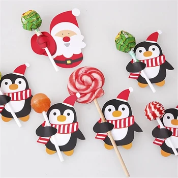50Pcs/Lot Desene animate Moș Crăciun Hârtie Lollipop Carduri DIY Lollipop Cadou Pachet Decor Decor de Crăciun 2020 Navidad Anul Nou