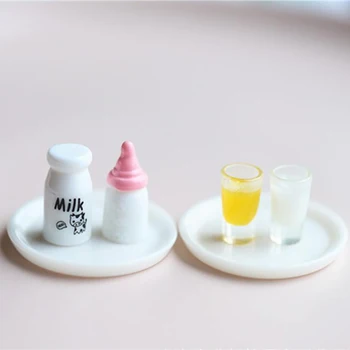 5Pcs 1:12 1:6 casă de Păpuși în Miniatură Sticla de Lapte Jucarii Model de Decorare Accesorii Papusi Bucătărie Alimentare