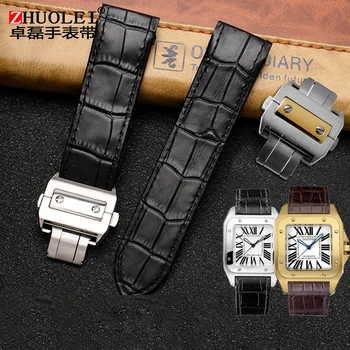Accesorii ceas Pentru Cartier Santos100 Ceas 20mm 23mm Bărbați Femei de Înaltă Calitate, Curea de piele de Vacă Pliere Catarama din Piele Watchband