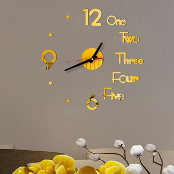 Acril 3D Digital Ceas de Perete DIY Fara rama Mut Ceas Suprafață Oglindă Cifre Romane Sticker Ceas pentru Biroul de Acasă WWO66