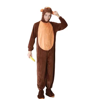 Adult Maimuță Costum Pentru Bărbați Drăguț Cald Gros Cosplay Poliester Fleece Animal Haine De Carnaval De Halloween