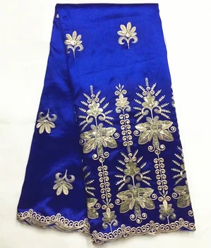 Albastru regal George Tesatura Dantelă Broderie Nunta Țesături de India Femeile George ambalaje cu paiete africane george tesatura 5yard