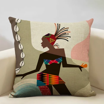 Almohadas Decorativas Moda Doamnelor Africane Canapea Perna Decorativa Caz Living Dormitor Art Pernele de Acoperire pentru Decor Acasă