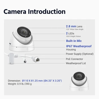 ANNKE 4K Camera IP de Exterior Interior Impermeabil Turela 4K Camera de Supraveghere Video de Înregistrare Audio de Securitate Camera foto de 8MP Camera POE