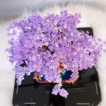Arhitectura Violet Copac Sakura Casa Leagăn de Grădină de Flori Mini Diamond Blocuri Caramizi de constructie de Jucarie pentru Copii Cadou Cutie