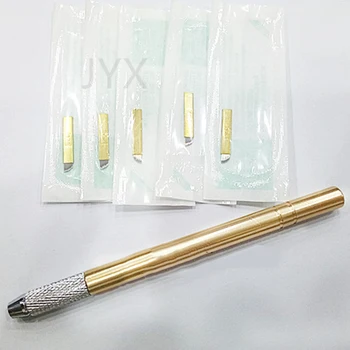 Aur Microblading Pen Set cu 5 Buc Ac Machiaj Permanent Pen Mașină pentru Buze si Sprancene Tatuaj