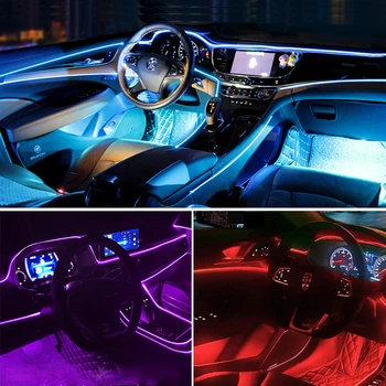 Auto Lampă Auto Interior Iluminat LED Benzi Decor Ghirlanda cabluri Tub Linie de Lumină de Neon Flexibil Accesorii Auto