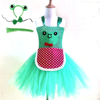 Baby Green Frog princess Costume de Desene animate Costum de Halloween Rochie Pentru Petrecerea de Carnaval Fete Broasca Cosplay Deghizare Tinuta vestimentara
