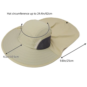 BASSDASH Margine Largă Pălărie de Soare Femei Bărbați Rezistent la Apă cu Mari Gat Lambou Dimensiune Reglabila Unisex Pescuit Respirabil capac