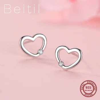 Beitil Simplu de Inima Drăguț Argint 925 CZ Stud Cercei Pentru Femeile Minimalist Bijuterii Fine 2021 Stil Nou