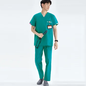 Bărbați Costum Frecarea Plug Dimensiune Medicale Haine Respirabil Nursing Uniforme Maneca Scurta, Haine De Lucru Doctor Salopete Stomatologie Chirurgicală