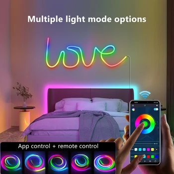 ColorRGB, Tuya Smart LED Lumina de Neon RGBIC Dreamcolor WS2812 Impermeabil Flexibil Estompat Urmarind Bandă TV de Fundal de Joc