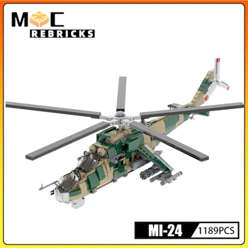 Copil Jucării Hellichooper Model de Luptător MOC Bloc Încărcabile rol Mi-24 Elicopter Armat de Asamblare Cărămizi Kit Militare Moderne