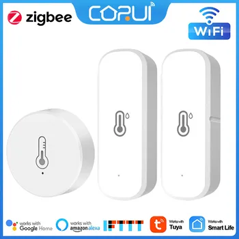 CoRui Tuya ZigBee / Wifi Inteligent De Temperatură Și Umiditate Senzor De Baterie Inteligent De Securitate Acasă De Protecție A Senzorului De Temperatură