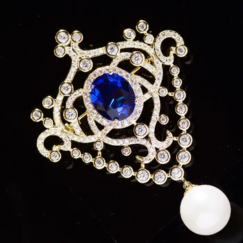 Delicat AAA Coroana Zirconiu Broșă Pin Îmbrăcăminte de Iarnă Haina Eșarfă Catarama Femei Accesorii Pearl Pin și Broșe Bijuterii