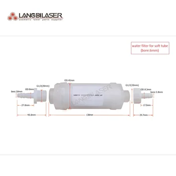 Dioda laser filtru de apă sistem de diode laser de îndepărtare a părului accesorii pentru Mașini industriale filtru de apă pentru teava de 6mm tub moale
