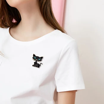 Drăguț Alb Negru Pisici Email Pin Broșă Animal Sac De Pin Rever Ambarcațiuni Insigna Broșe Bijuterii Cadou Pentru Prieteni