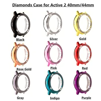 Dublu rând Diamant de Lux Caz pentru Samsung Galaxy Watch Active 2 40mm 44mm PC Greu Capacul de Protecție Subțire, rezistent la Șocuri Bara Shell