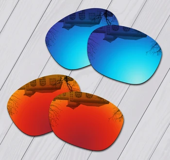 E. O. S 2 Perechi de Gheață albastru si Rosu de Foc Oglinda Polarizate, Lentile de Înlocuire pentru Oakley Garage Rock OO9175 ochelari de Soare