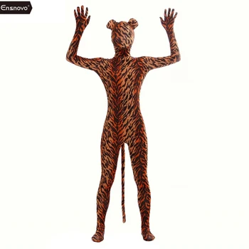 Ensnovo Spandex Tigru Costum Cosplay Zentai Zebra Leopard Bodysuit Salopeta Costum Stretch Nailon Corp Plin Costume De Animale