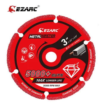 EZARC Diamant Roată de Tăiere 3 x 3/8 Inch & 4-1/2 x 7/8 Inch pentru Metal,Taie Roata cu 5000+ Tăieturile de pe Armături metalice,inox,Fier si INOX