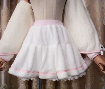Femeile Adulte De Iarnă Lână Cald Mini Plisata Pantaloni Fusta Trupa Alb Talie Drăguț Dulce Lolita Fusta Costum Pentru Doamna & Preppy Fete