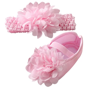 Fetita Satin Pânză Bowknot Printesa Pantofi De Vară De Primăvară Copilul Talpă Moale Pantofi De Mers Pe Jos Headband Set