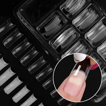 Fingerqueen 100buc Sfaturi de Unghii False Plin pe Jumătate francez Acrilice ABS Oval unghii Unghii 10 Dimensiune Transparent Set de Instrumente de Unghii