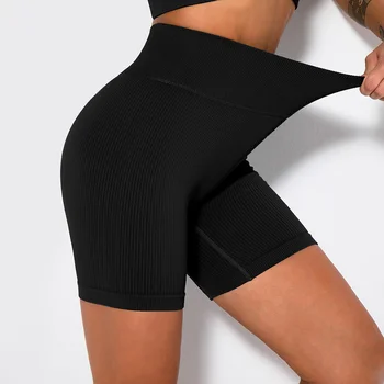 Fără Sudură De Sport Pantaloni Scurți Femei De Fitness De Vară Pantaloni Scurți Sexy Funcționare Jambiere Talie Mare Elastic Ghemuit Dovada Yoga Fund