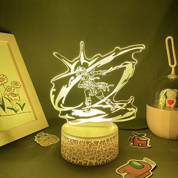 Genshin Impact Jocul Figura Bennett 3D LED Neon Lumini de Noapte Cadouri Pentru Prietenii de Jocuri de Masă Cameră Decor Manga Bennett Lămpi Lavă