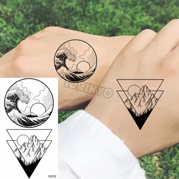 Geometrice Pădure Acoperit De Tatuaje Temporare Pentru Femei Barbati Realist Spartan Munte Univers Autocolant Tatuaj Fals Brațul De Corp Tatuaje