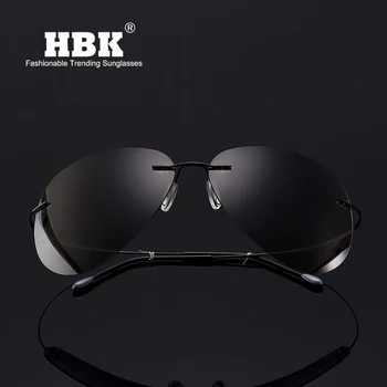 HBK 2019 Ultralight Piața Titan Polarizat Ochelari fără ramă de Conducere Pilot Ochelari de Soare Oculos De Sol UV400 Cadou PM0074