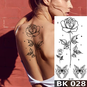 Impermeabil Tatuaj Temporar Autocolante Rose Butterfly Cununa Flash Tatuaje Feminine Minimalist Linia Corpului Arta Tatuaj Fals