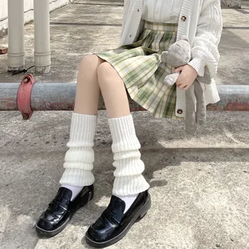 Japonez Harajuku Fete Toamna Iarna Culoare Solidă Tricot Picior Acoperi Kawaii Lolita Picior Cald Șosete Morman Morman De Șosete De Boot Cuff
