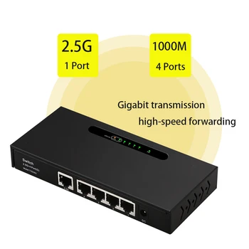Joc de Încărcare Adaptor de 5 porturi 2,5 G Joc switch gigabit Ethernet Inteligent de Comutare 1000Mbps Internet Splitter RJ45 Hub Plug and Play