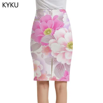KYKU Brand de Flori Fuste Femei Artă Sarafane Colorate 3d Fusta Harajuku Sexy si Damele de Fuste Femei Vintage Cool Moda Tricotate